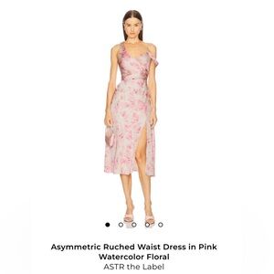 Astr Pink Watercolor Floral Asymmetric Dress